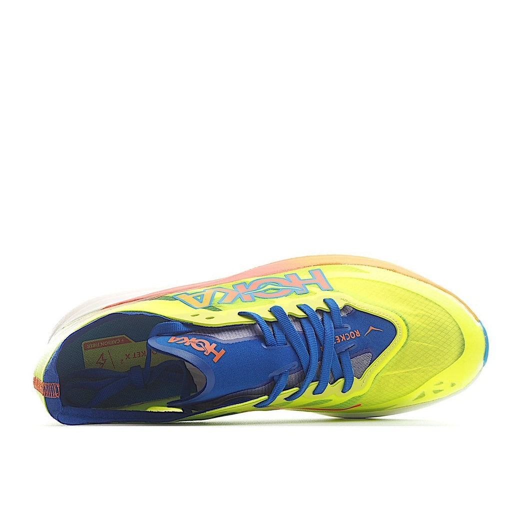 HOKA Rocket X2 Fluorescent green and sapphire blue
